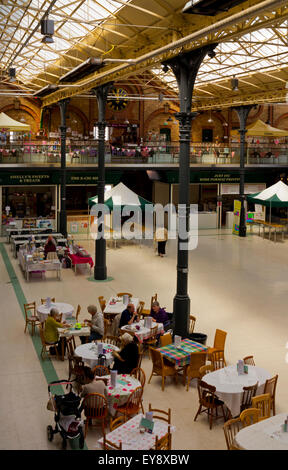 Interior of the Victorian Market Hall in Burton on Trent Staffordshire England UK built in 1883 and refurbished in 2015 Stock Photo