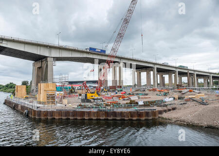 Consruction work going on underneath the Barton flyover bridge. Stock Photo