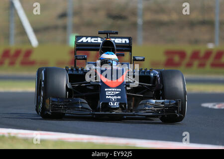 Hungaroring, Budapest, Hungary. 24th July, 2015. FIA Formula 1 Grand Prix of Hungary. Practise day. McLaren Honda MP4/30 driver Fernando Alonso Credit:  Action Plus Sports/Alamy Live News Stock Photo