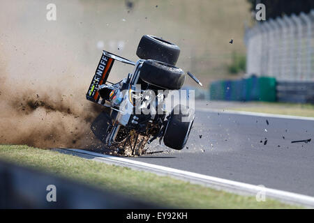 Budapest, Hungary. 24th July, 2015. SERGIO PEREZ of Mexico and Sahara Force India F1 Team crashes during the first practice session of the Hungarian Grand Prix at the Hungaroring. (Credit Image: © James Gasperotti via ZUMA Wire) Credit:  ZUMA Press, Inc./Alamy Live News Stock Photo