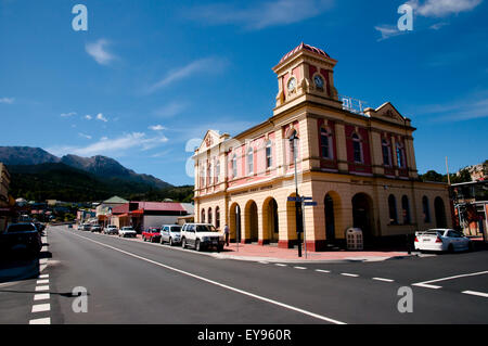 Post office building of the small town of Queenstown in Tasmania Stock Photo