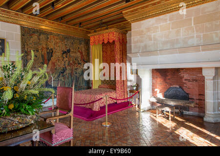 Gabrielle d'Estrees' bedroom at Chateau de Chenonceau, Indre-et-Loire, Centre, France Stock Photo