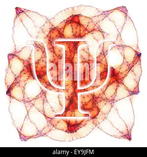 Computer artwork of the greek letter psi and a Lissajous figure in the background. The letter psi is commonly used in physics Stock Photo