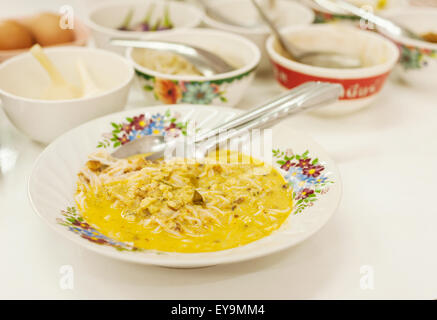 Rice vermicelli and curry sauce with vegetable Stock Photo