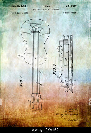 patent Les Paul electric guitar from 1959 Patent Art - Fine Art Photograph Based On Original Patent Artwork Researched  And Enha Stock Photo