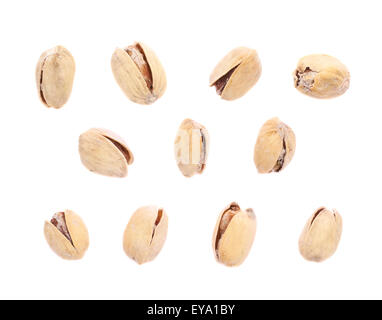 Multiple single pistachios isolated Stock Photo