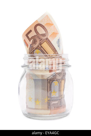 Pile of currency notes in jar Stock Photo - Alamy