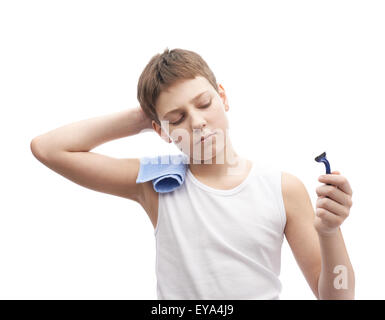 Young boy in a sleeveless shirt Stock Photo