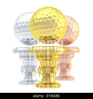 Award golf ball sport trophy cup Stock Photo