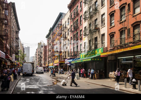 Street view of Chinatown, Mott street, Manhattan, New York City, USA. Stock Photo