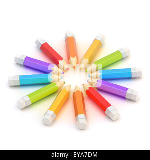 Circle made of pencils isolated Stock Photo