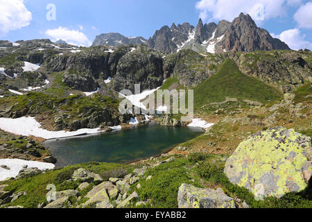 Lacs des Chéserys. The Aiguilles Rouges massif. Chamonix. Stock Photo