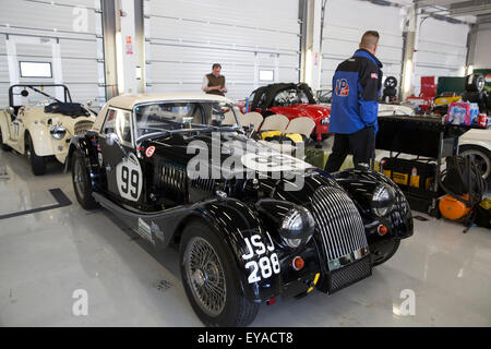 Silverstone, UK,25th July 2015, Morgan in the pitts at Silverstone Classic 2015 The worlds biggest classic motor racing festiva Credit: Keith Larby/Alamy Live News Stock Photo