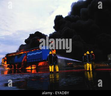 Howth, Co Dublin, Ireland; Container Blaze On The Back Of A Lorry Stock Photo