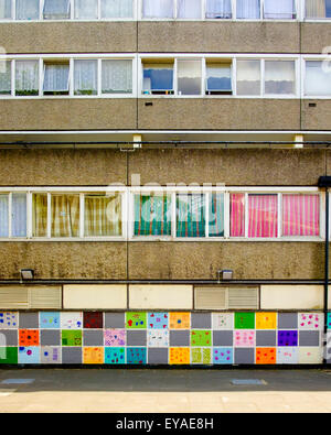 The Aylesbury Estate where it meets East Street, just off the  Walworth Road, Southwark, London. The estate is part of a long te Stock Photo