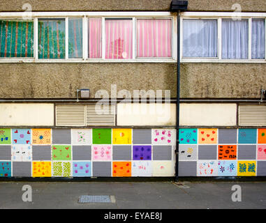 The Aylesbury Estate where it meets East Street, just off the  Walworth Road, Southwark, London. The estate is part of a long te Stock Photo