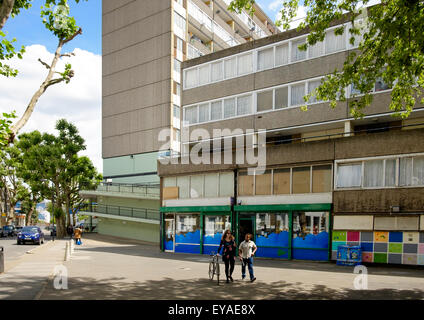 The Aylesbury Estate where it meets East Street, just off the  Walworth Road, Southwark, London. Stock Photo