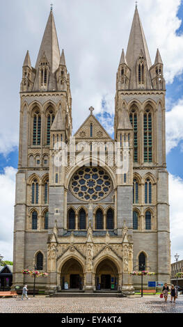 The Cathedral of the Blessed Virgin Mary viewed from High Cross, Truro, Cornwall, England, UK Stock Photo