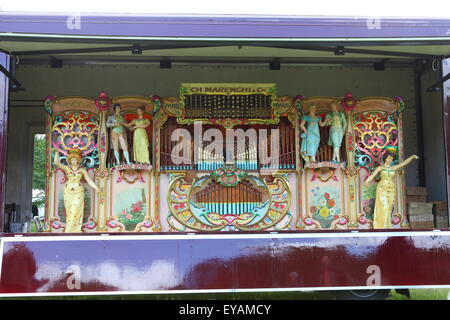 Boconnoc Estate Near Lostwithiel, Cornwall, July 25, 2015.  The Boconnoc Steam Fair presented by Liskeard Steam and Vintage Club displays numerous working steam powered vehicles, and steam powered organs.  This is the 16th year of this vintage rally. Credit:  Nicholas Burningham/Alamy Live News Stock Photo