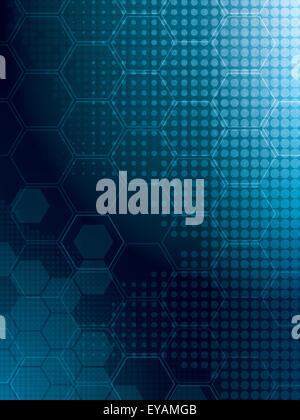 abstract background in blue with rows of hexagonal Stock Vector
