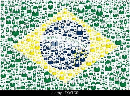 Brazilian flag with business people in social media Stock Vector