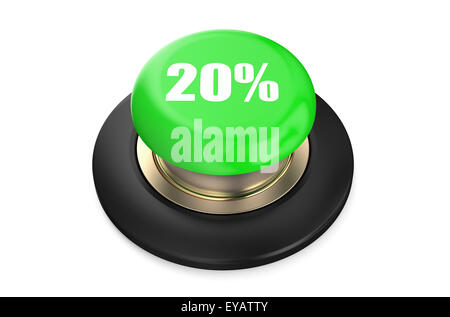 20 percent discount green button isolated on white background Stock Photo