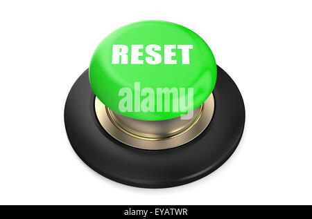 reset green  button isolated on white background Stock Photo