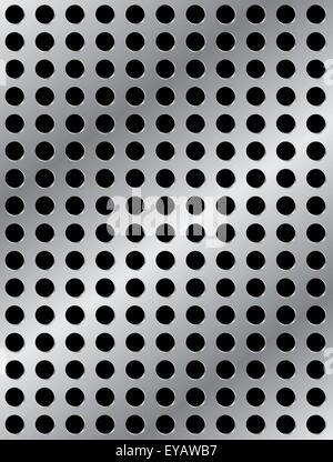 Vector illustration of metal plate with round holes Stock Vector