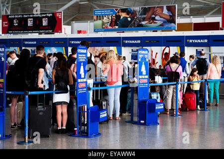 Ryanair Check In Desk Stansted Airport England Stock Photo