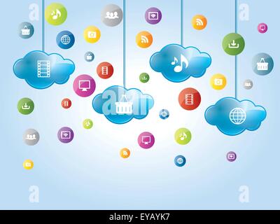 Cloud computing and file sharing in social medias Stock Vector