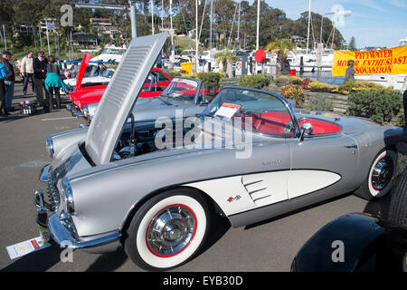 Sydney, Australia. 26th July, 2015. Pictured 1958 Chevrolet Corvette Convertible with red leather interior. Credit:  model10/Alamy Live News Stock Photo