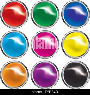 Web buttons in primary colors Stock Vector