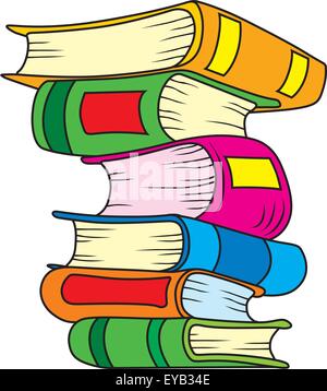 Vector illustration of six books in stack Stock Vector