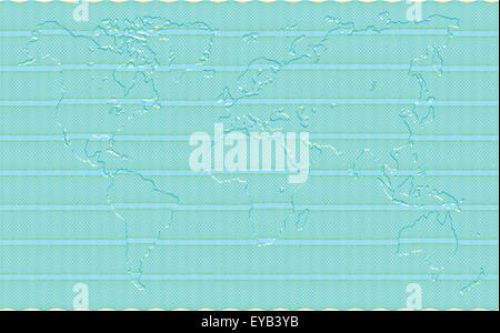 Secured Guilloche diploma with embossed world map background, elements are in layers for easy editing Stock Vector