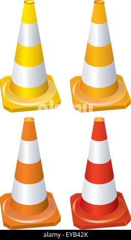 Four different traffic cone Stock Vector