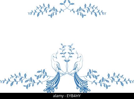 Pattern. Birds of paradise sitting on a branch with berries. EPS10 vector illustration Stock Vector