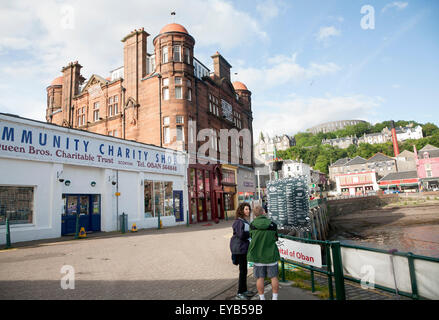 The quayside on North Pier with the Columba Hotel, Oban, Argyll and Bute, Scotland, UK Stock Photo