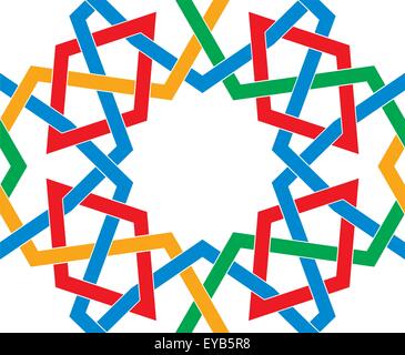 Repeatable complex Seamless knotted pattern isolated on white background Stock Vector