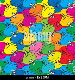 Tessellated Comic Dinosaur Character Seamless Pattern Stock Vector