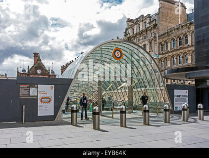 The new Glasgow Subway entrance and St Enoch Shopping Centre at St Enoch Square in Glasgow Scotland Stock Photo