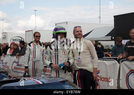 Silverstone, UK. 25th July, 2015. Drivers get ready in the pitts before the F1A Masters Historic Sports Cars race Silverstone Classic  2015 The worlds biggest classic motor racing festival. Credit:  Keith Larby/Alamy Live News Stock Photo