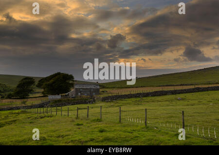 Dramatic skies over Leskernick on Bodmin Moor Stock Photo