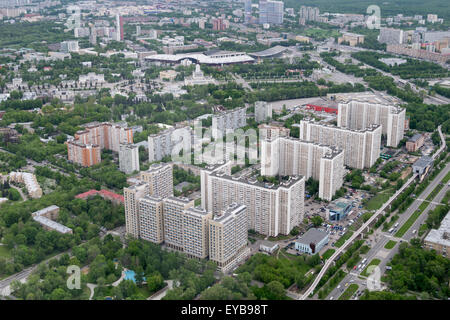 Panorama of Moscow from the height of the Ostankino television tower Stock Photo