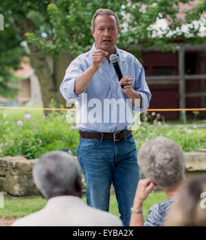 July 25, 2015 - Winterset, Iowa, U.S. -  Former Maryland governor and 2016 presidential candidate MARTIN O'MALLEY speaks during the Summer Wine Down held at the Madison County Historical Complex.(Credit Image: © Brian Cahn via ZUMA Wire) Stock Photo