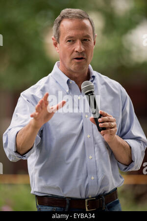 July 25, 2015 - Winterset, Iowa, U.S. -  Former Maryland governor and 2016 presidential candidate MARTIN O'MALLEY speaks during the Summer Wine Down held at the Madison County Historical Complex.(Credit Image: © Brian Cahn via ZUMA Wire) Stock Photo