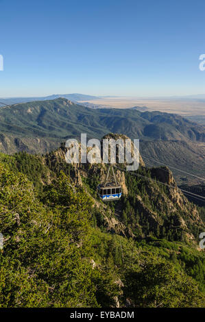Sandia Aerial Peak Tram with views of the Rio Grande valley. Albuquerque. New Mexico. USA