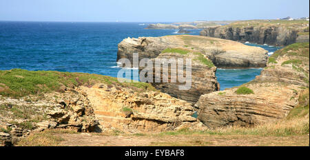 Famous spanish Cathedrals beach - Playa de las Catedrales in Atlantic ocean Stock Photo