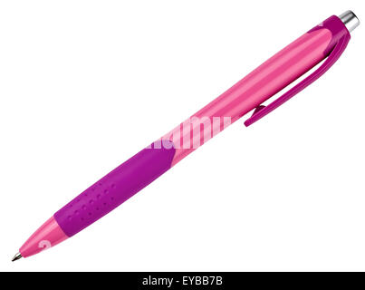 the pink ballpoint pen isolated on white background Stock Photo