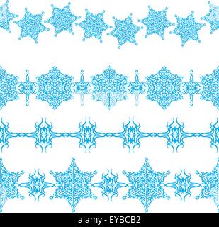 vector set of seamless Christmas ornaments borders Stock Vector