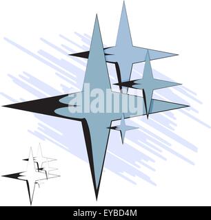 Vector illustration. Group of four-pointed star. The retro style Stock Vector